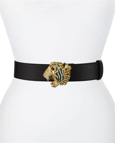 gucci leather belt with tiger head|Gucci belt with tiger buckle.